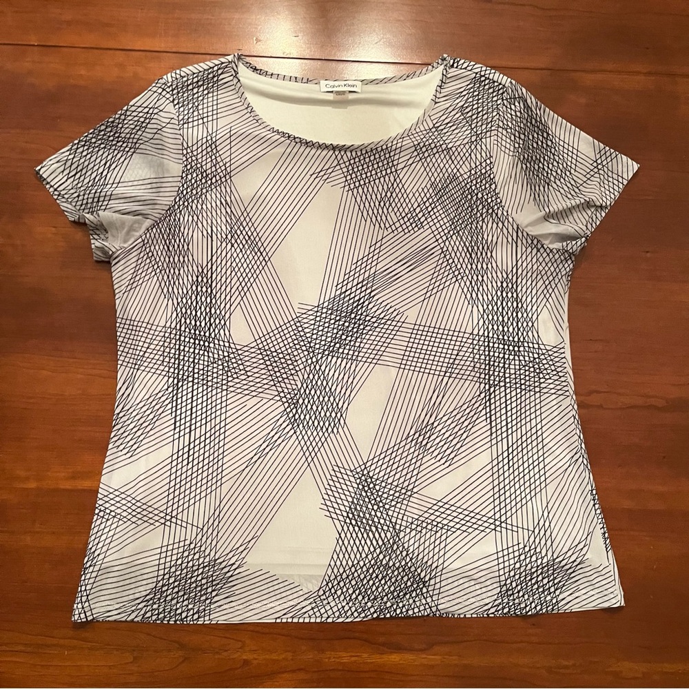 Calvin Klein Blouse short sleeve geometric print XL